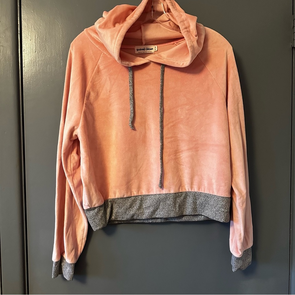 Cozy Peach and Charcoal Hoodie